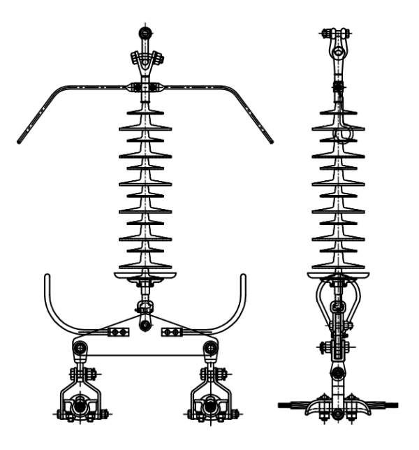 220kV Suspension Insulator String Assembly with Twin Bundle Conductors